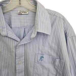 Disney World Disneyland Resort Men Button Front Shirt Pinstripe Embroidered LRG